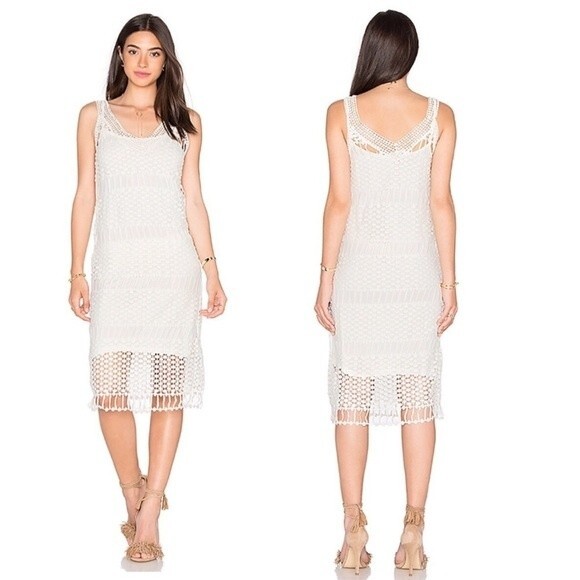 Lucy Paris Ivory Crotchet Pebble Lace Midi Dress M NWT - Picture 1 of 7